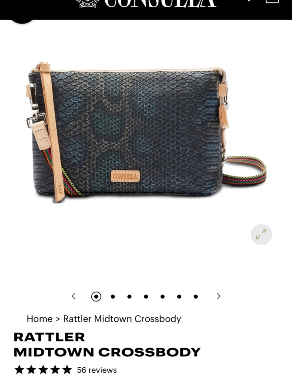 Consuela Rattler Crossbody 8x5 zip closure